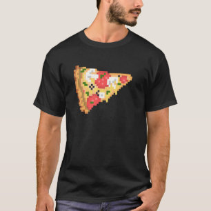 Camiseta Impresión de Comida Pizza PixelArt queso derretido