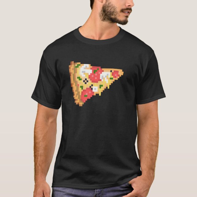 Camiseta Impresión de Comida Pizza PixelArt queso derretido (Anverso)