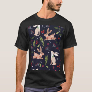 Camiseta Impresión de conejito de arte folclórico escandina