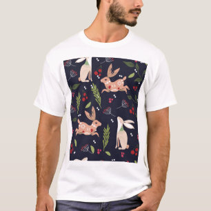 Camiseta Impresión de conejito de arte folclórico escandina