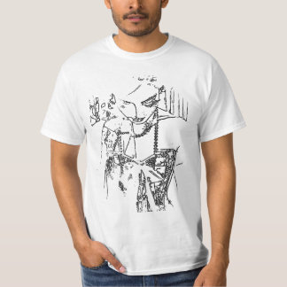 Camiseta impresión de contorno blanco y negro de pose sexy