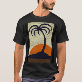 Camiseta Impresión de crochet artesanal de árbol de palmas 