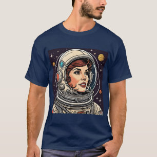 Camiseta impresión de diseño vintage de lady astronaut