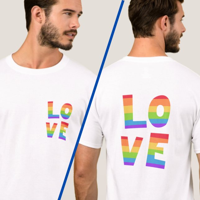 Camiseta Impresión de doble cara LGBTQ Rainbow LOVE Gay Pri (Subido por el creador)