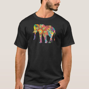 Camiseta Impresión de elefantes coloridos