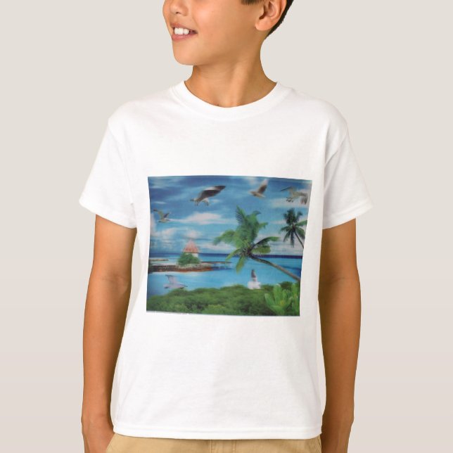 Camiseta Impresión de escenas de playa tropical (Anverso)