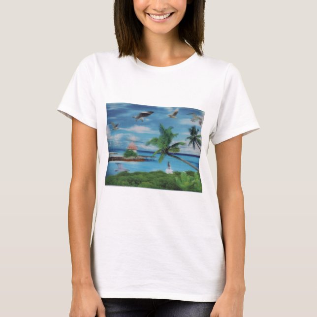 Camiseta Impresión de escenas de playa tropical (Anverso)