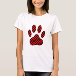Camiseta Impresión de garras de perro con corazón