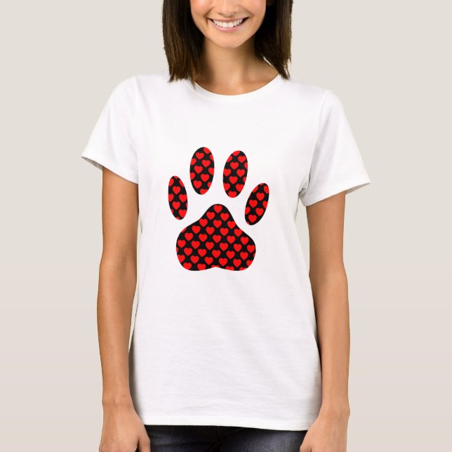 Camiseta Impresión de garras de perro con corazón (Anverso)