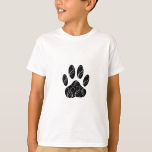 Camiseta Impresión de garras de perro negro con aromas blan
