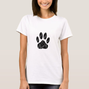 Camiseta Impresión de garras de perro negro con aromas blan
