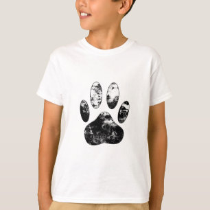 Camiseta Impresión de garras de perro negro y blanco