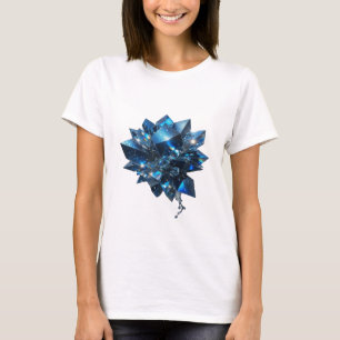 Camiseta Impresión de GEMAS DE CRISTAL AZUL plateado crujie