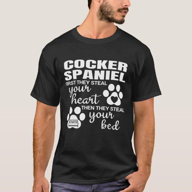 Camiseta Impresión de hoja de perro de Cocker Spaniel (Anverso)