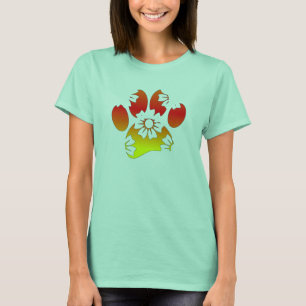 Camiseta Impresión de hojas de perro con flores