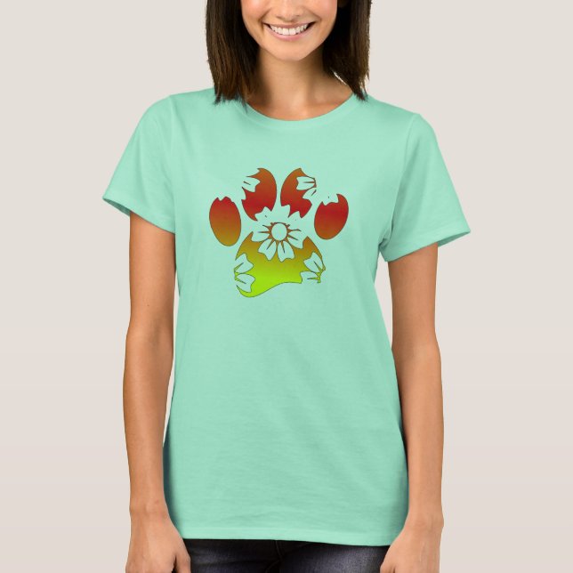 Camiseta Impresión de hojas de perro con flores (Anverso)