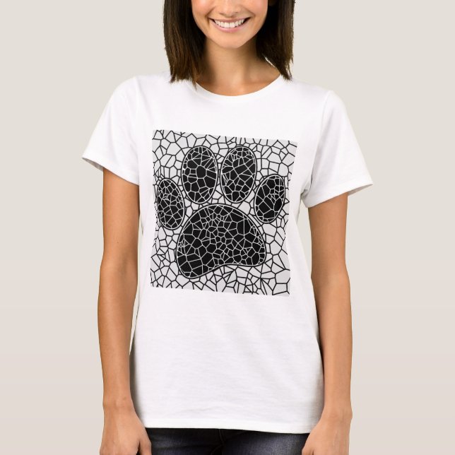 Camiseta Impresión de hojas de perro de arte de mosaico en  (Anverso)