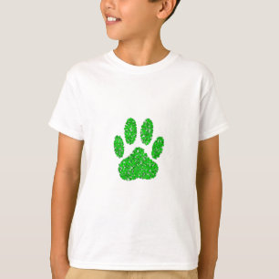 Camiseta Impresión de hojas de perro de follaje verde