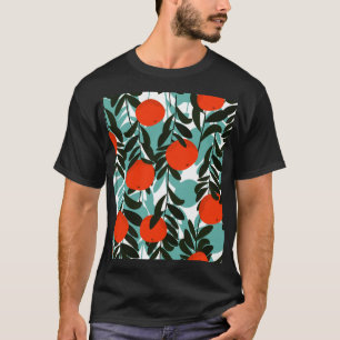 Camiseta Impresión de jardín de frutas sin Naranja