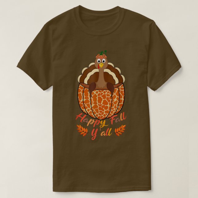 Camiseta Impresión de jirafa de calabaza de Turquía en otoñ (Diseño del anverso)