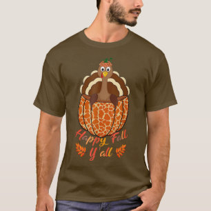 Camiseta Impresión de jirafa de calabaza de Turquía en otoñ
