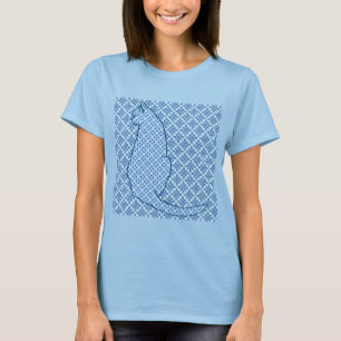 Camiseta Impresión de kimono azul para gato japonés