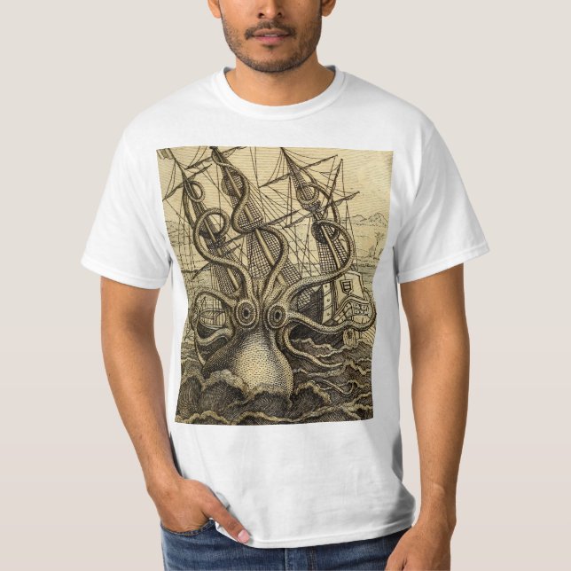 Camiseta Impresión de Kraken de época (Anverso)