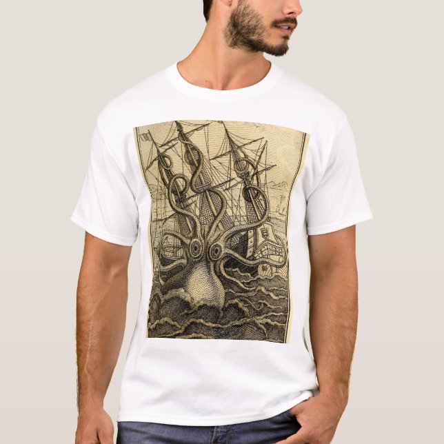 Camiseta Impresión de Kraken de época (Anverso)