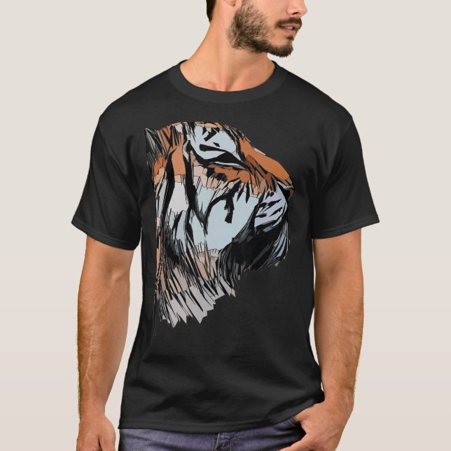 Camiseta Impresión de la cara animal del depredador de la c (Anverso)