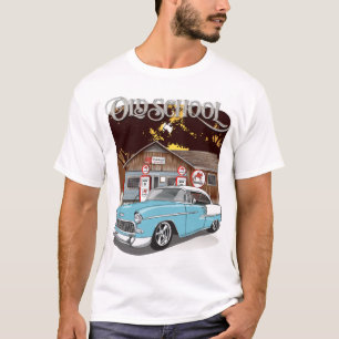 Camiseta Impresión de la escuela antigua Skyline Blue Chevy