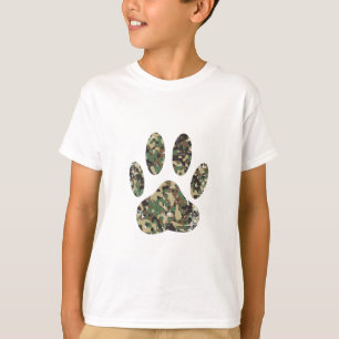 Camiseta Impresión de la garra de perro de Camo con problem