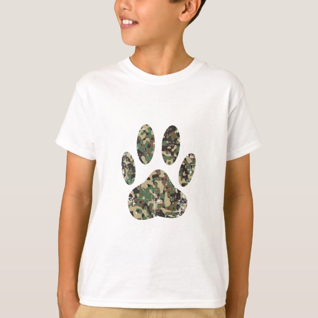Camiseta Impresión de la garra de perro de Camo con problem (Anverso)