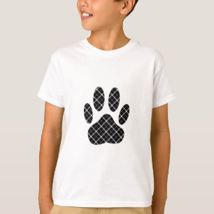Camiseta Impresión De La Pasta De Perro De Tartán En Blanco