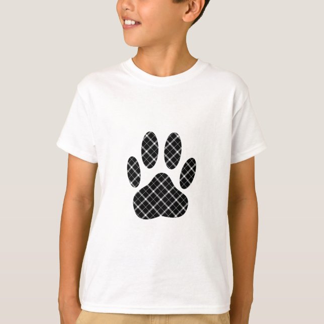 Camiseta Impresión De La Pasta De Perro De Tartán En Blanco (Anverso)