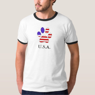 Camiseta Impresión de la pata con la bandera americana
