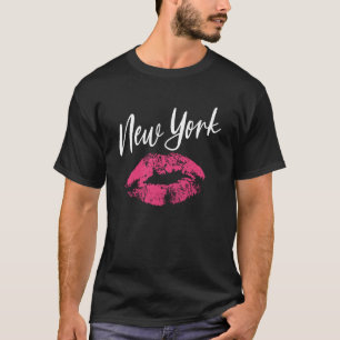 Camiseta Impresión de lápiz labial de texto de Nueva York