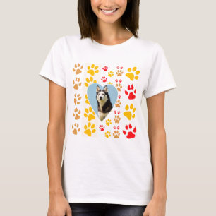 Camiseta Impresión de las garras del corazón del perro Husk