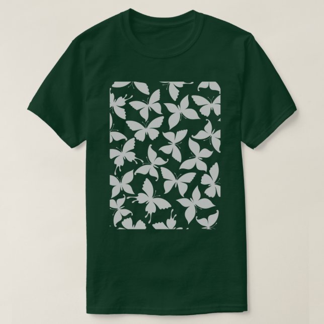 Camiseta Impresión de las mariposas grises y azules en boni (Diseño del anverso)