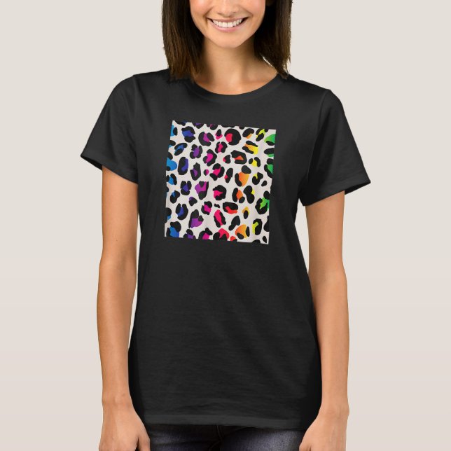 Camiseta Impresión de leopardo arco iris (Anverso)