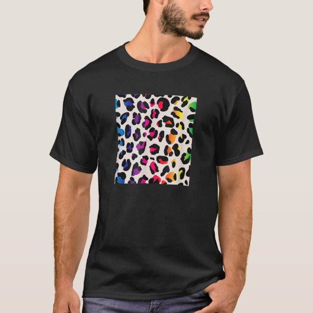 Camiseta Impresión de leopardo arco iris (Anverso)