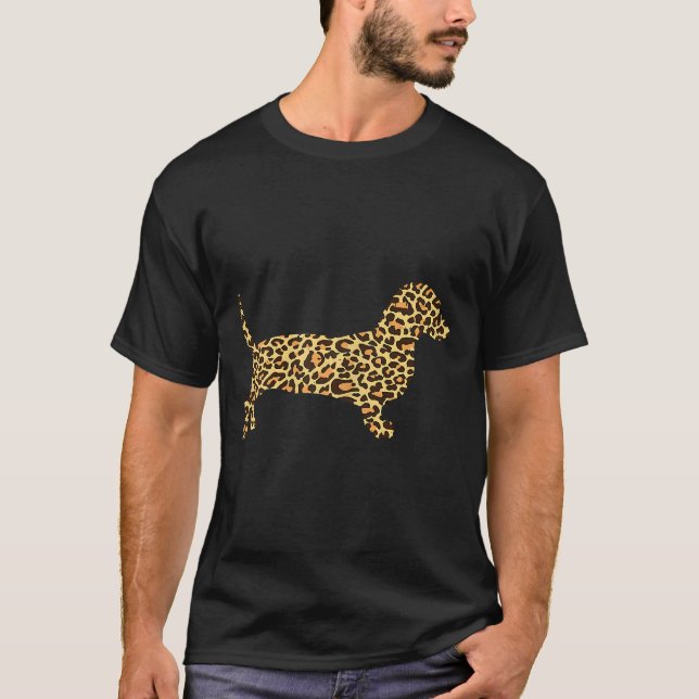 Camiseta Impresión de leopardo Dachshund Weiner Sausage (Anverso)