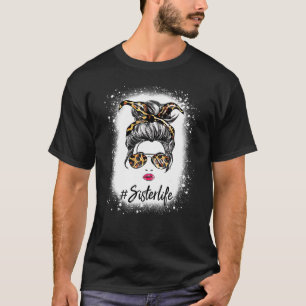 Camiseta Impresión de leopardo de hair Bun Bleached Sister