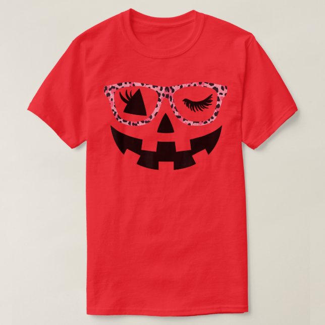 Camiseta Impresión de leopardo de Hallowen de calabaza de J (Diseño del anverso)