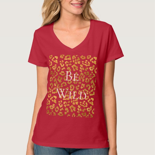 Camiseta Impresión de leopardo de oro (Anverso)
