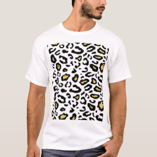 Camiseta Impresión de leopardo dorado, patrón sin fisuras.