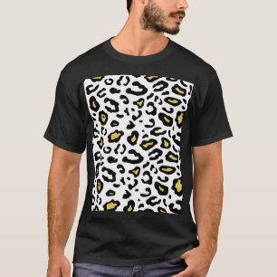 Camiseta Impresión de leopardo dorado, patrón sin fisuras.