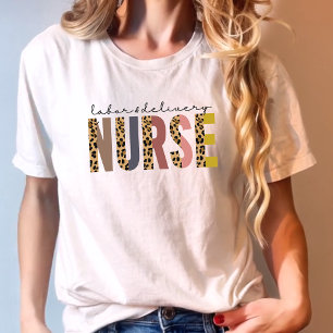 Camiseta Impresión de leopardo laboral y de parto para enfe