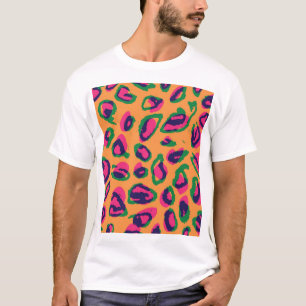 Camiseta Impresión de leopardo, patrón animal colorido.