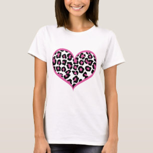 Camiseta Impresión de leopardo salvaje en el corazón