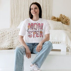 CAMISETA IMPRESIÓN DE LEOPARTE DE MÓSTER ROSA HALLOWEEN